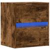 Wall Mounted Nightstand with LED Lights Smoked Oak