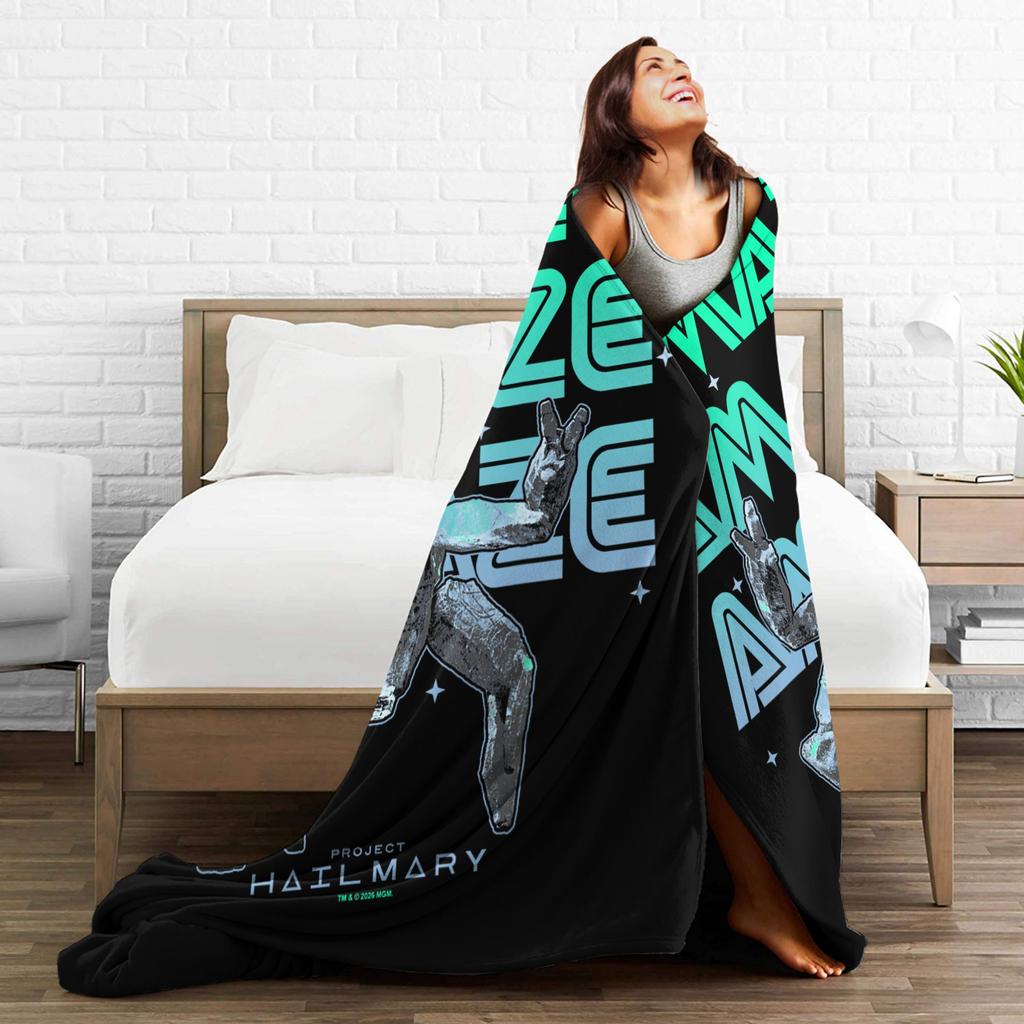 Project Hail Mary Amaze Eridani-Rocky Flannel Fashion Blanket Neon Portrai Funny Throw Fashion Blanket Sofa Bedding Lounge Super Soft