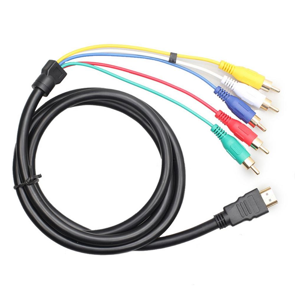 Кабель HDMI-RCA длиной 5 футов, штекер HDMI типа A на штекер 5RCA, кабель-адаптер для видео-аудио конвертера для плазменных телевизоров высокой четкости, DVD и большинства ЖК-проекторов