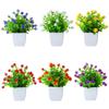 White Artificial Potted Flowers Plastic Fake Flower Bonsai  Indoor Decoration