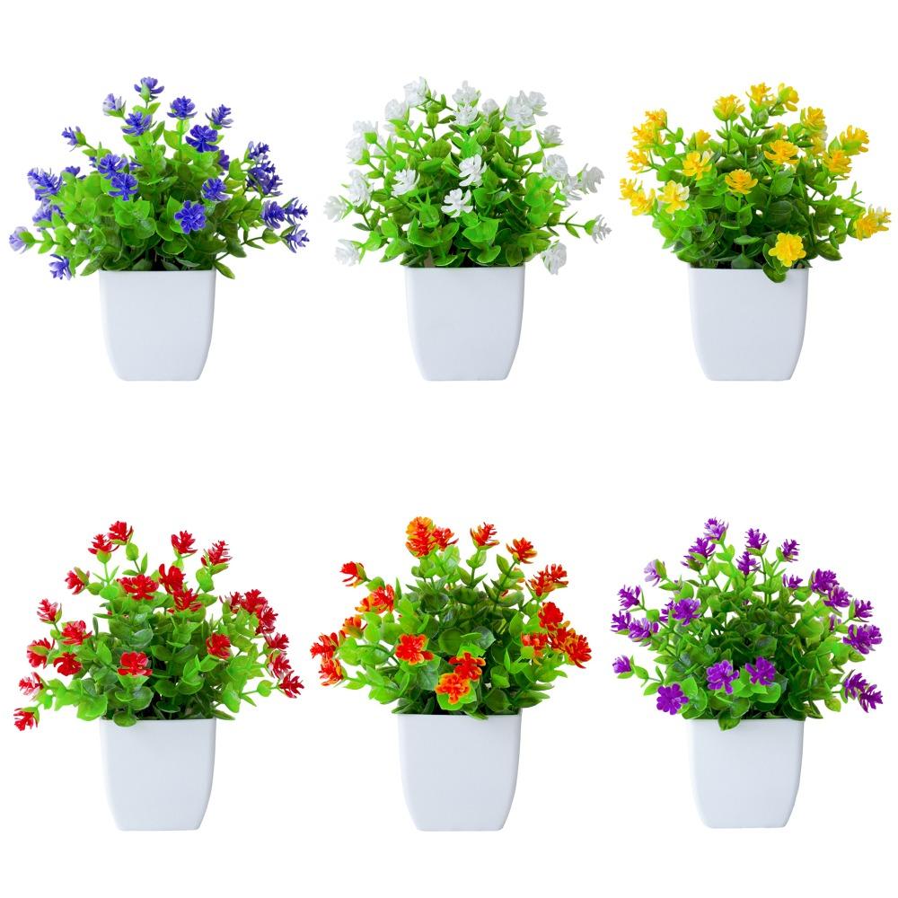 White Artificial Potted Flowers Plastic Fake Flower Bonsai Indoor Decoration