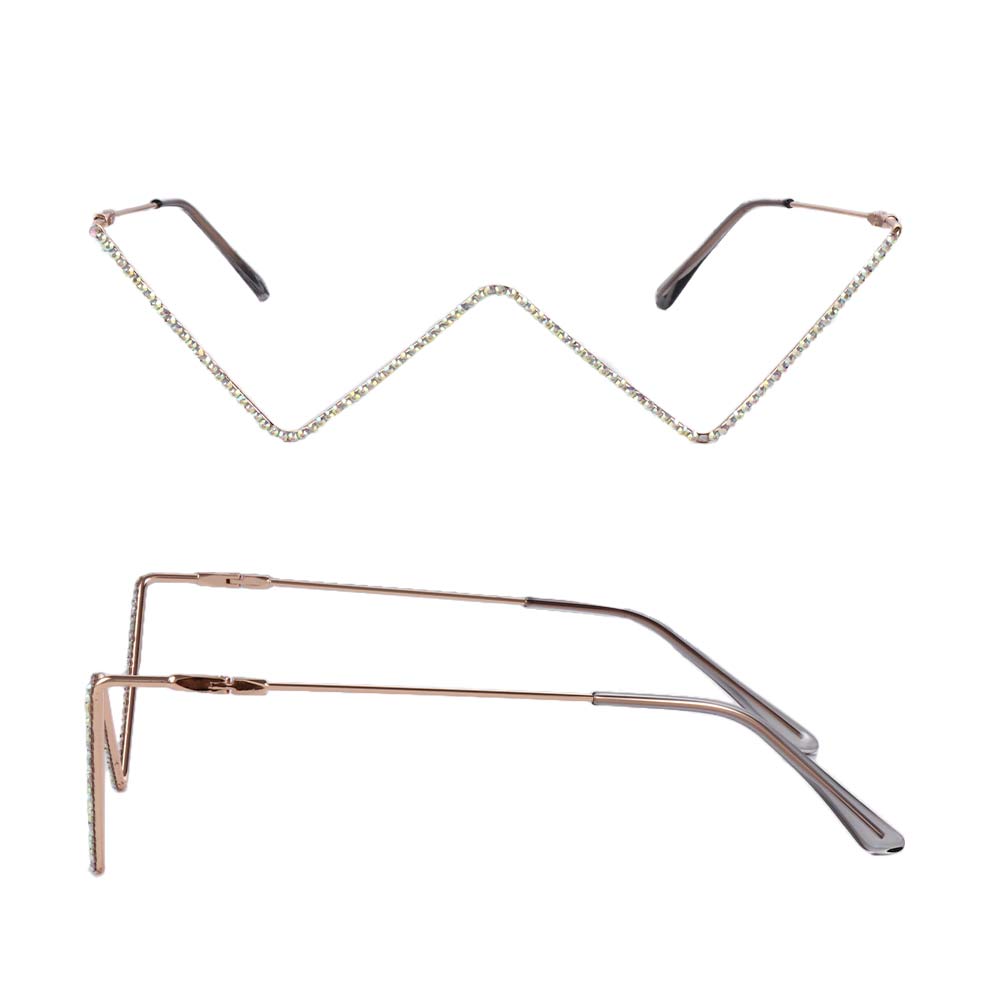 Eyewear Decoration Glasses Frame Rhinestones Glasses Frame Fake Glasses Triangle Glasses Frame