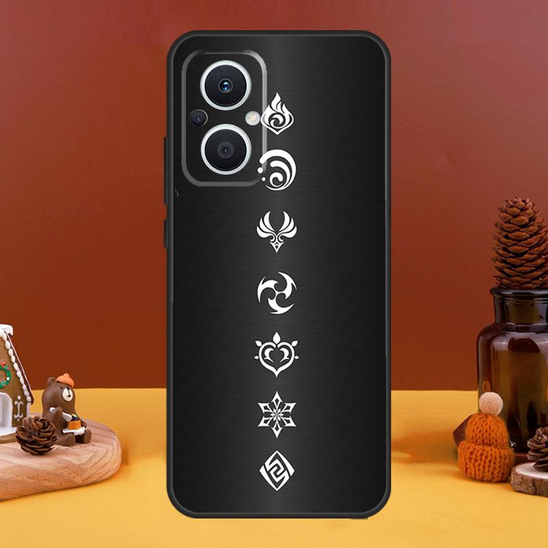 Genshin Impact Elements Case For OPPO Reno 8T 4Z 5Z 10 Pro 11 F 4 5 6 7 8 Lite OPPO Find X5 X6 Pro X2 X3 Lite Cover