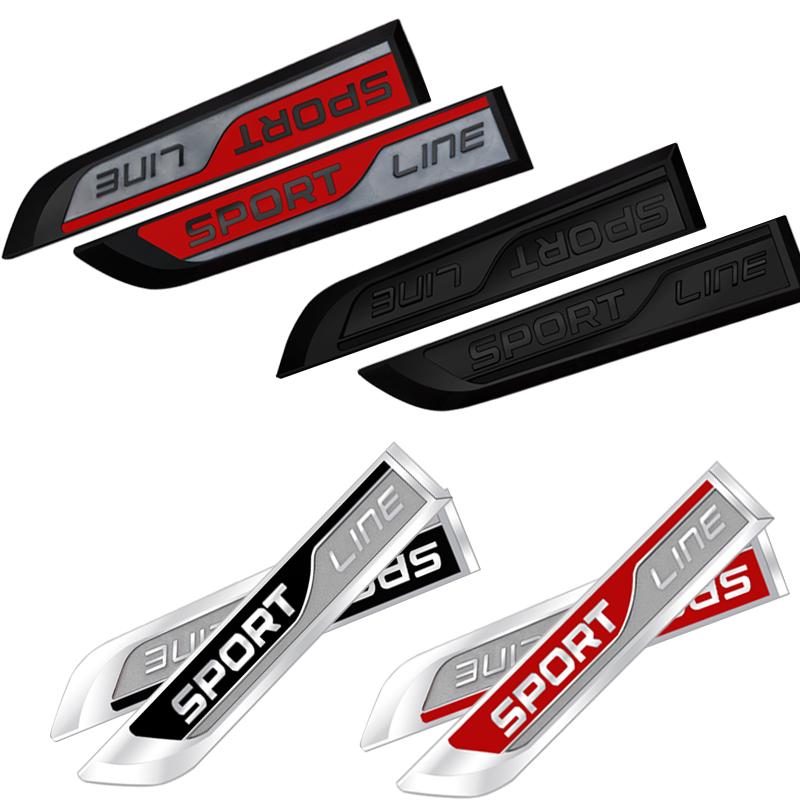 HGWE4 Metal Sport Line Badge 3D Stickers Car Body Side Emblem Decal Car Styling For Skoda Octavia Fabia Rapid Kodiaq Karoq Superb A7