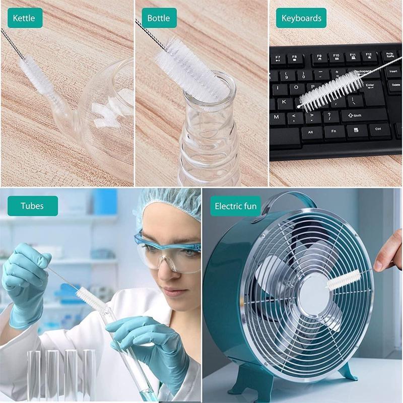 10 шт./компл. набор щеточек для чистки нейлоновой соломы разного размера, очиститель труб из нержавеющей стали с длинной ручкой, инструмент для чистки бутылки с щеткой (1/2 комплекта)