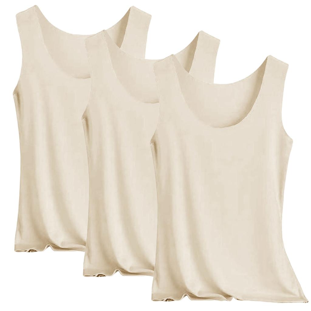 Women's Solid Color Tank Top Seamless Silk Undershirt Sleeveless Shirt