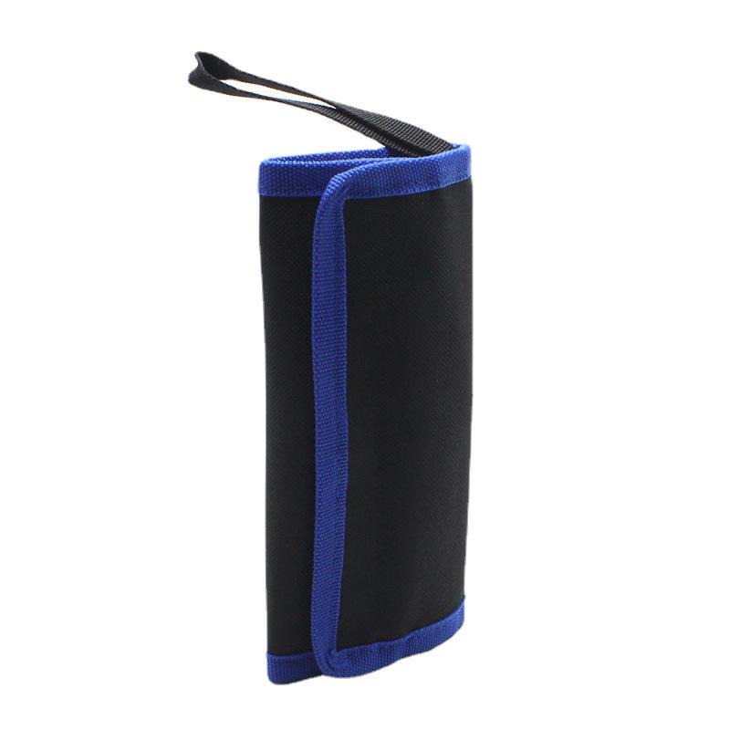 Сумка для инструментов из синей клетчатой кожи и холста с пинцетом - портативная и ручная