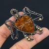 Резной балтийский янтарь в форме черепахи, драгоценный камень, медная проволока, подвеска ручной работы, ювелирный подарок