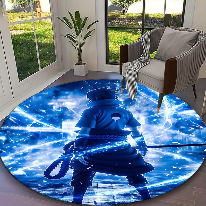 1pc Round Rug Appropriate for Office, Game Role Naruto Carpet, Versatile Printed Chair Rug, Durable Home Sofa Carpet