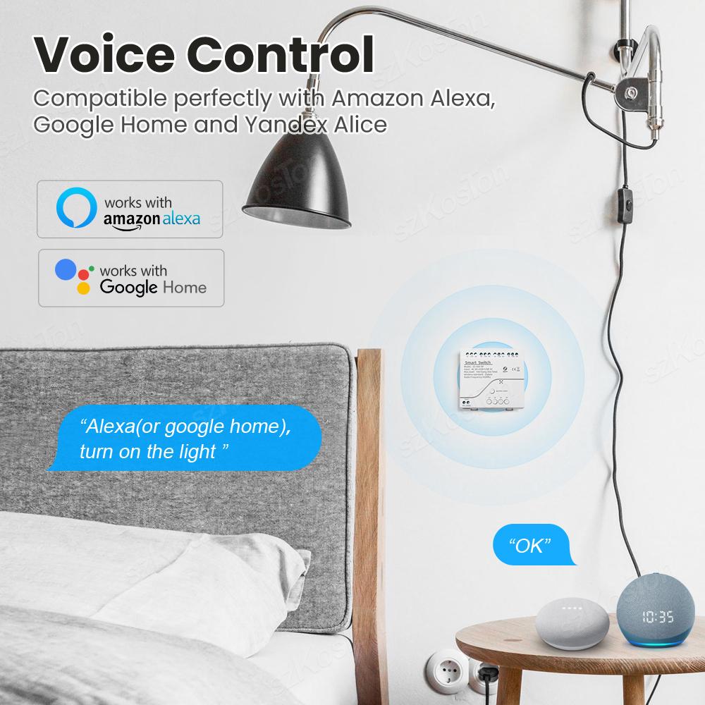 4 канала Tuya ZigBee Smart Switch Module RF433 Умный дом Автоматизация DIY Breaker Беспроводное реле Голосовое управление для Alexa Google