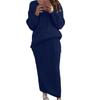 Fall Winter Lazy Wind Loose High Collar Pullover Sweater Suit Women's Solid Color Long Sleeve Knit Hip Skirt Two Piece Set