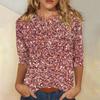 Женская мода повседневная три четверти рукава с принтом пайеток круглый вырез топ