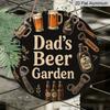 2D Flat 1pc, 8x8 in, Vintage Beer Garden Aluminum Metal Decorative Signs & Plaques - Dad's Beer Garden Wall Art with Beer Mugs, Bottles & Rustic