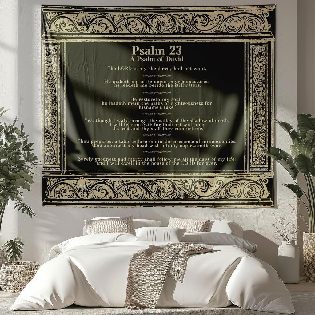 NIPINUS Christian Wall Tapestry with Bible Verses - Joshua1:9,Large tapestry wall hanging,Green Retro Motivational Flags Tapestry for Bedroom, Dorm,