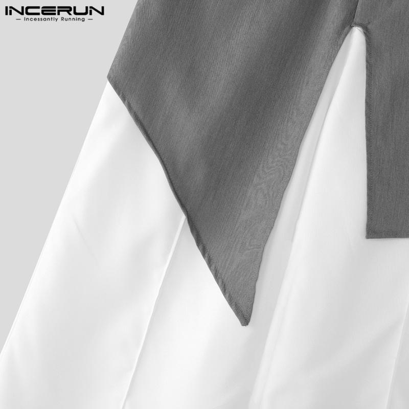 INCERUN Мужские брюки повседневные на молнии с заплатками длинные