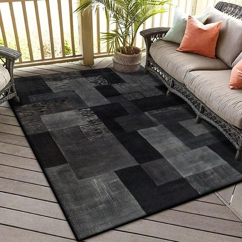 Современный геометрический коврик для балкона, абстрактное украшение для дома, нескользящий ковер для гостиной, ковер для спальни, ковер для лаунжа, дивана, легко чистящиеся напольные коврики