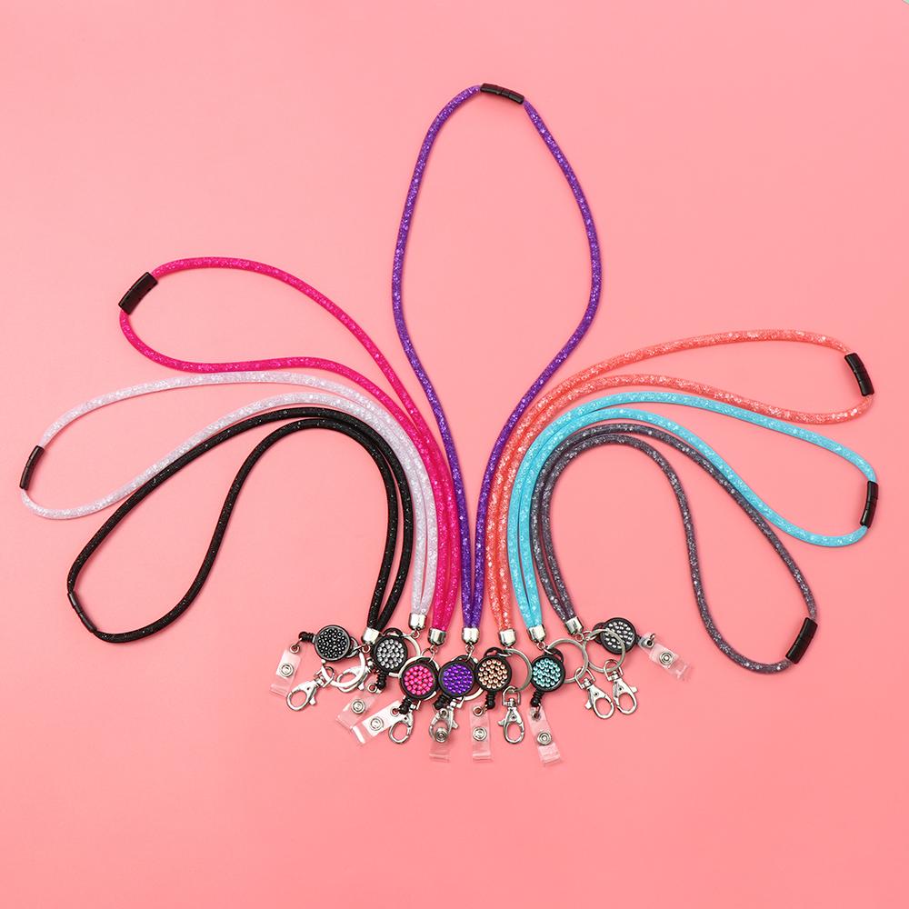 Мобильный телефон Офисные принадлежности Блестящий хрустальный шнурок Подвесной шнурок Шейный ремешок Клип Держатель удостоверения личности