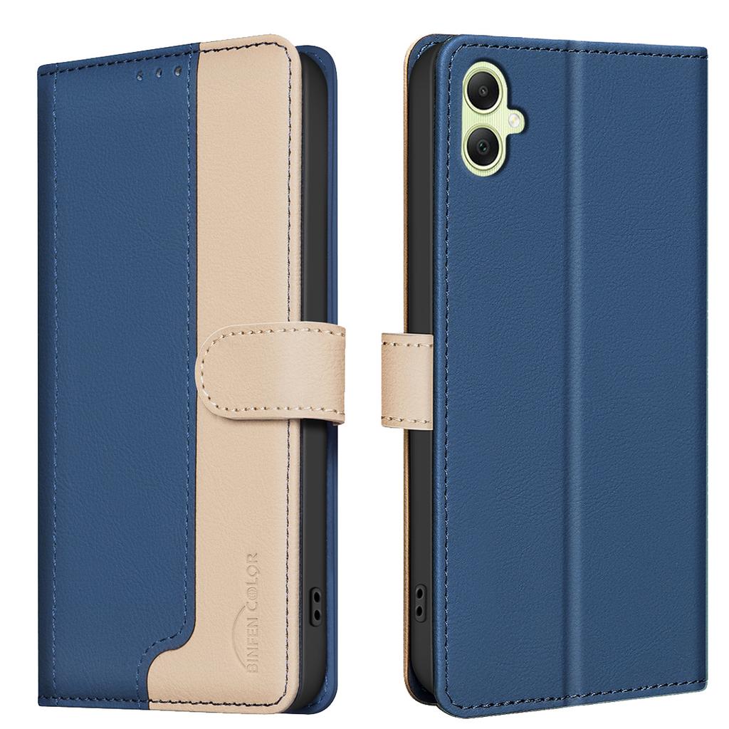 BINFEN COLOR BF33 For Samsung Galaxy F06 5G/M06 5G Leather Case Splicing Color RFID Blocking Wallet Stand Phone Cover
