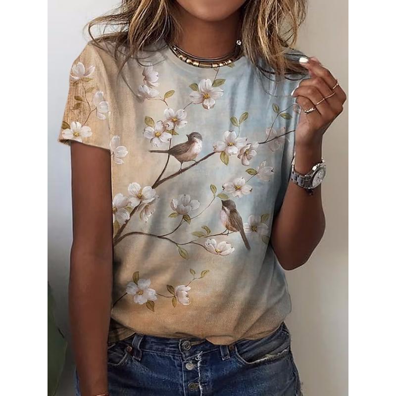Женская футболка с 3d цветочным рисунком, корейская модная одежда с короткими рукавами и круглым вырезом, рубашка в стиле Харадзюку для отдыха, летние топы