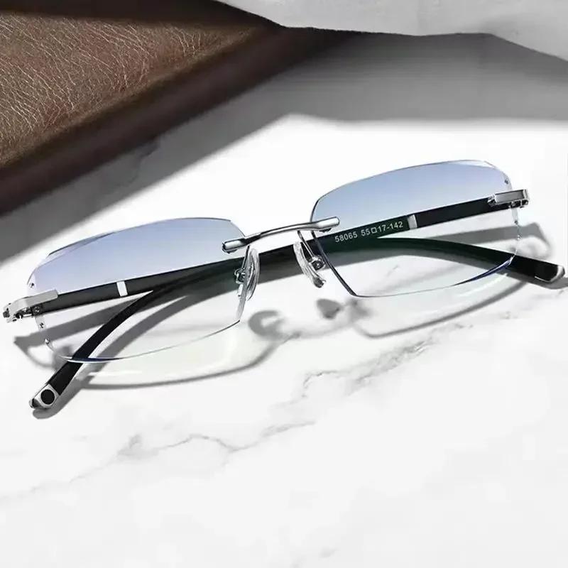 Anti-radiation Finished Prescription Eyewear Frameless Diamond Cutting Myopia Glasses Ultra-light Anti Blue Near Sight Glasses
