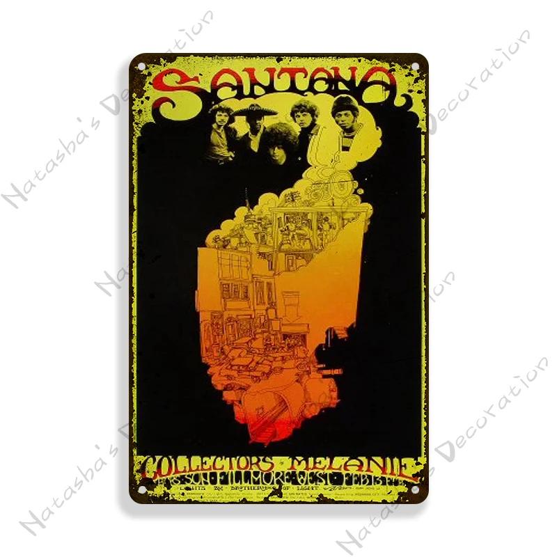Rock Band Santana Decorative Plate Metal Poster Garage Club Metal Tin Sign Metal Plaque Wall Plate Man Cave Club Wall Decor