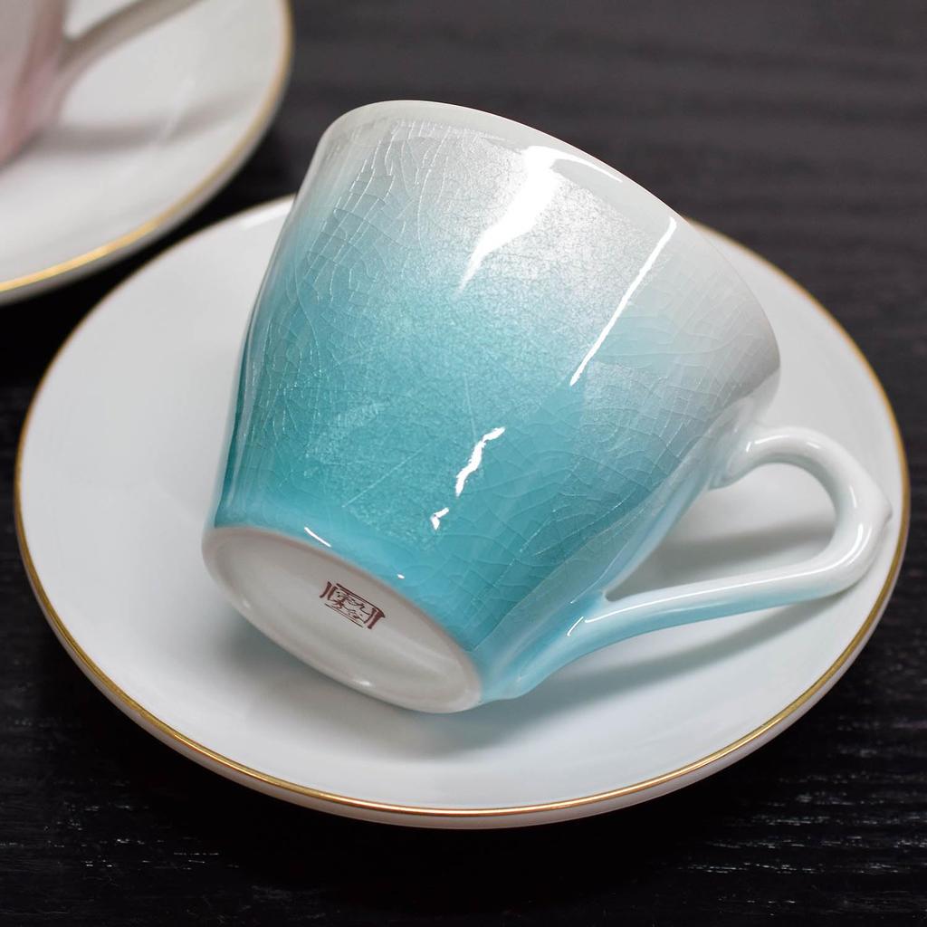 Набор парных кофейных чашек и блюдец Kutani, серебряный цвет, стильная керамическая посуда бренда