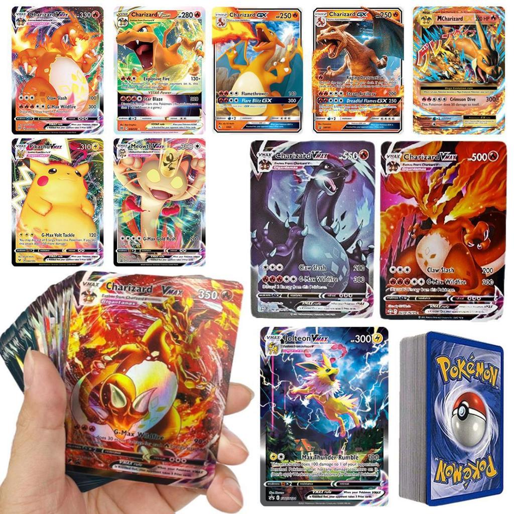 100Pcs Pokemon Cards VSTAR GX EX VMAX MEGA TAG TEAM Energy Trainer Charizard Pikachu Rare Collection Card B34