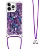 For iPhone 16 Pro TPU Case with Lanyard Quicksand Pattern Print Phone Cover