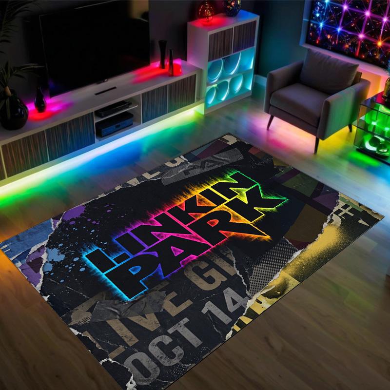 Linkin Park Design Crystal Velvet Carpet Cozy Non?Slip Printed Rug For Bedroom Living Room Entrance