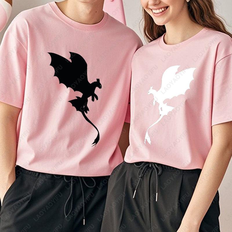Toothless Light Fury Shirt How To Train Your Dragon for Men Women TShirt Movie Couple Matching Cotton Simple Tee for Unisex Gift