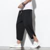 Men's Spring and Autumn Thin Section of Plus Size Linen Loose Harlequin Trousers Beach Lantern Trousers