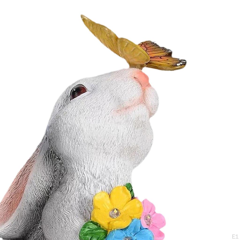 Garden Rabbit Statue Lamp Lawn Adorable Porch Balcony Courtyard Patio Flower Bed Night Light Yard