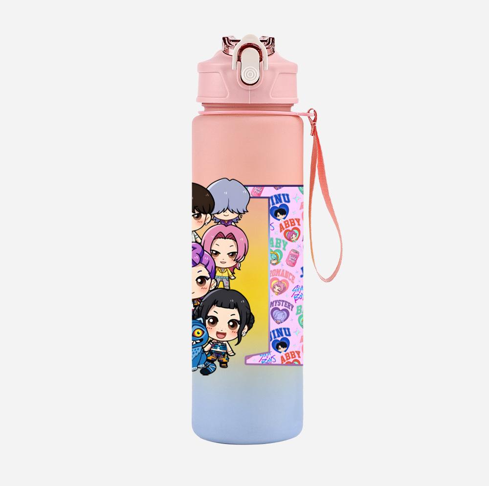 26 English Letter K-Pop Demon Hunters Printed 750Ml Water Bottle Large Capacity Drinking Cup Portable Children Outdoor Sports Water Cup