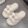 Thick-soled Slippers Female 2025 Summer New Korean Version Fairy Style Internet Celebrity Fashion Muffin and One-word Flower Cool Slippers