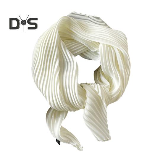 Women Pleated Scarf Solid Color Lightweight Breathable Scarf Soft Comfortable All-Season Shawl Scarf Everyday Wear
