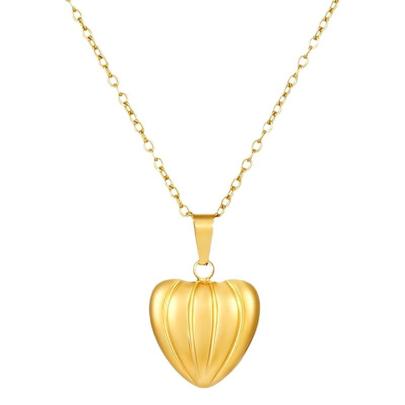 Love pumpkin titanium steel necklace female personality Internet celebrity niche design collarbone chain colored love stainless steel jewelry