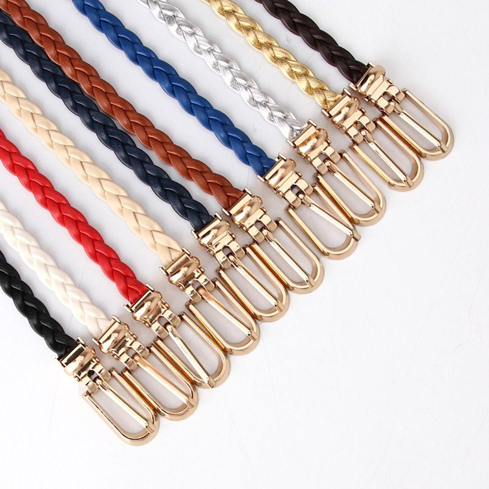 Women Vintage Dress Ladies Dress Cummerbands Pin Buckle Waistband Braided Belt Weave Waist Band