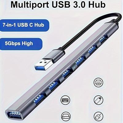 Концентратор USB 3.0, высокоскоростная передача данных, plug and play, компактный дизайн, простое подключение, многопортовый USB-адаптер