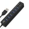 USB-концентратор, 6-портовый адаптер-расширитель, USB-разветвитель 2.0, хаб-концентратор, устройство чтения карт для ПК
