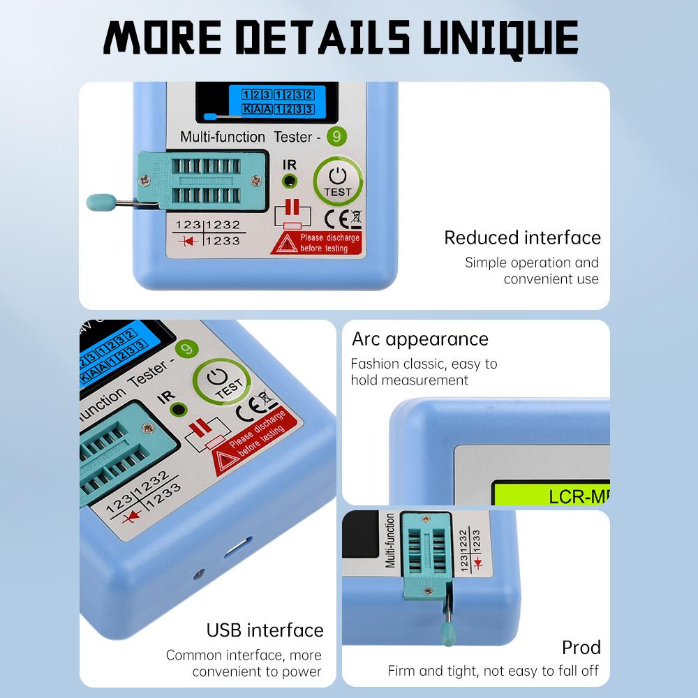 LCR-MF9 Новый тестер транзисторов TFT Диод Триод Измеритель емкости LCR ESR-метр NPN PNP MOSFET IR Многофункциональный тестер Мультиметр