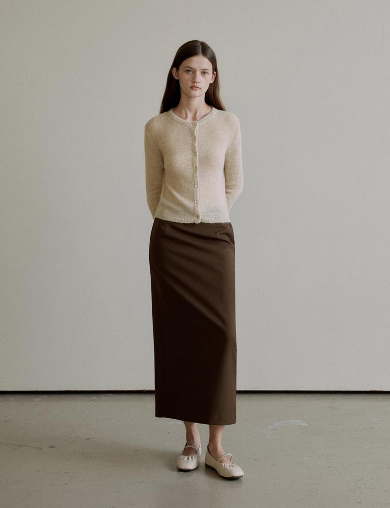 THEELO 2-Way Alpaca Round Cardigan Knit (Beige)