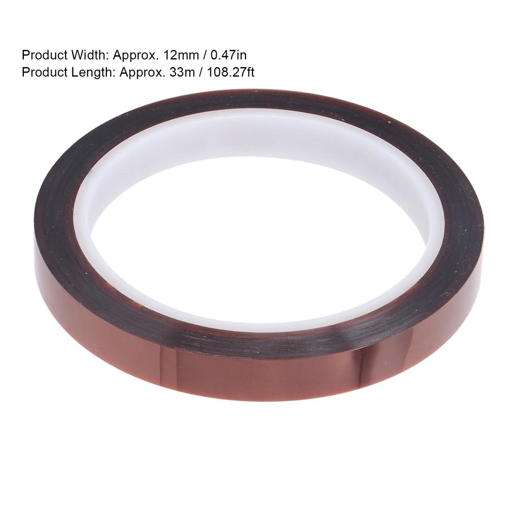 Термостойкая лента шириной 12 мм, длиной 33 м, высокотемпературная изоляционная лента PI для технического обслуживания