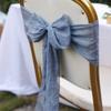 2Pcs Designed Decor Rustic Chair Sashes Cheesecloth Tulle Overlock Chair Ties Non-slip 11 Colors Chair Cover Wedding Decoration