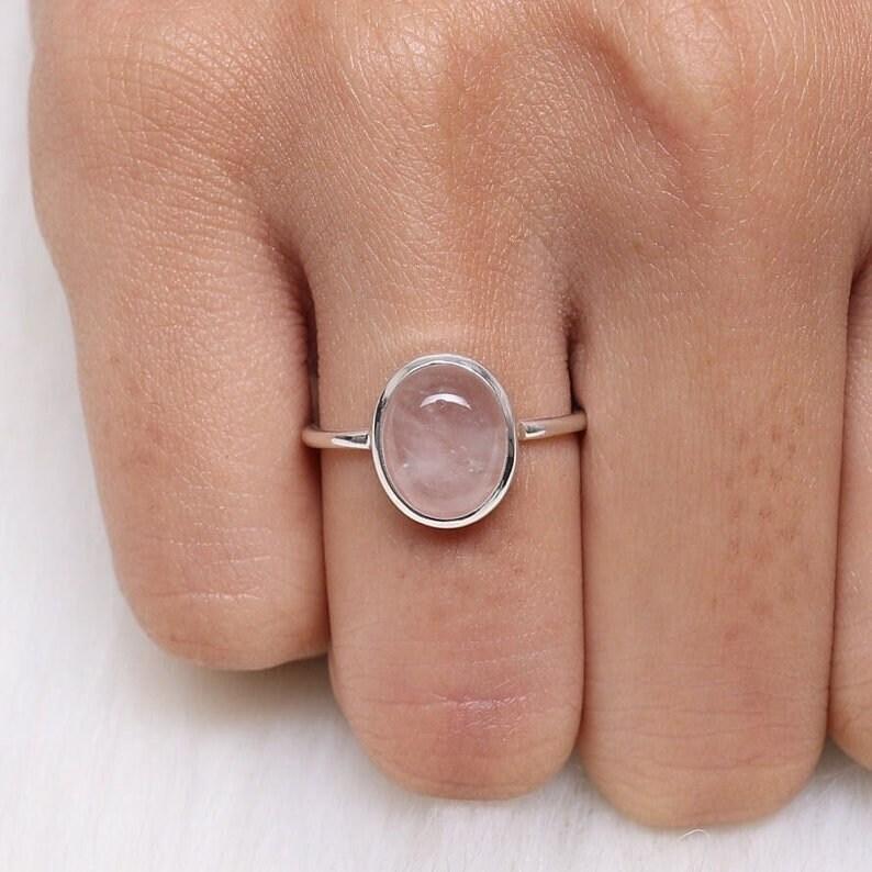 Rose Quartz Ring, 925 Silver Ring, Women Ring, Stacking Ring, Handmade Jewelry, Birthday Gift, Birthstone Ring, Everyday Jewelry