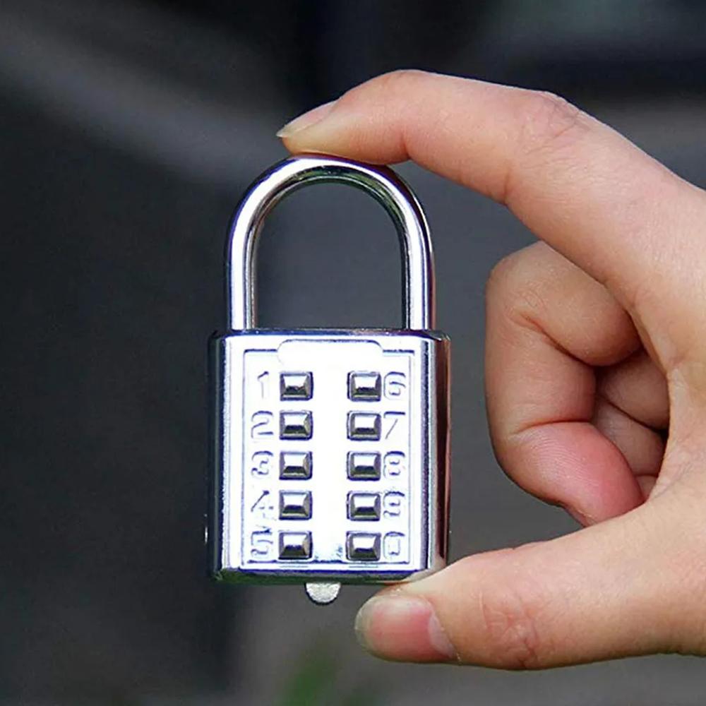 1 шт. 10-кнопочный цифровой кодовый замок с электропокрытием. Пароль нельзя изменить с помощью замка. Выдвижной чемоданный противоугонный навесной замок