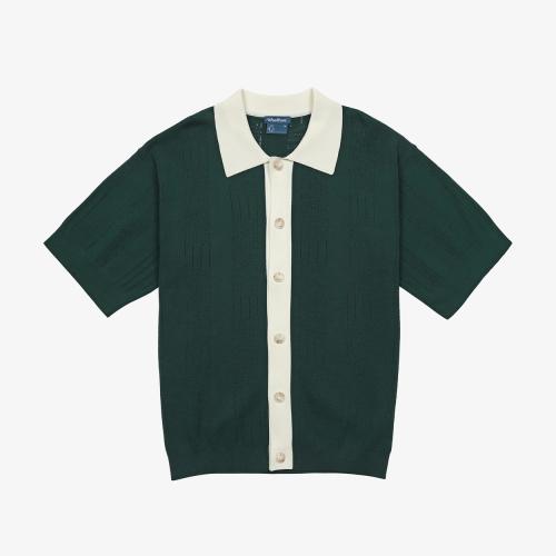 KHALHON Curly Collar Knit Sweater (Dark Green)