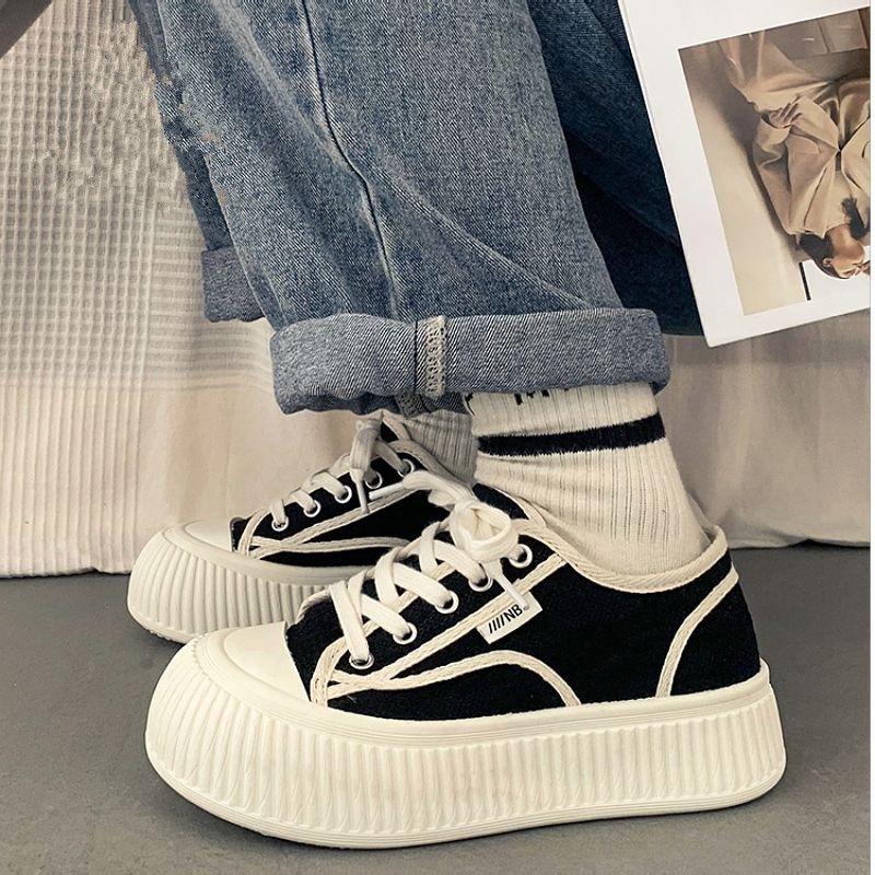 Canvas Shoes Women's Platform Small Man 2025 New Versatile Student Big Head Board Shoes Ins Trendy Soft Sole White Shoes Women