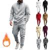 Plus-size 2024 Autumn and Winter Men's New Style American Men's Casual Plush Warm Zipper Men's Sports Pants Set
