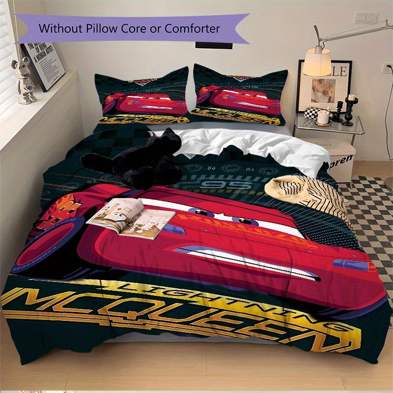 3pcs set Cars Movie Poster1pc of quilt cover+2pcs of pillowcase, no core, print bedding, All Seasons Bedroom Setting051