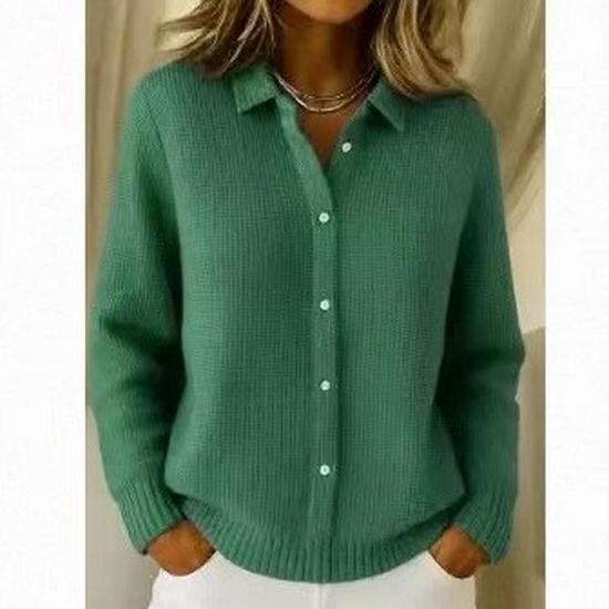 Женская рубашка 2026 Осень/Зима Европейская и Американская Однотонная с Принтом Свободного Кроя с Длинным Рукавом